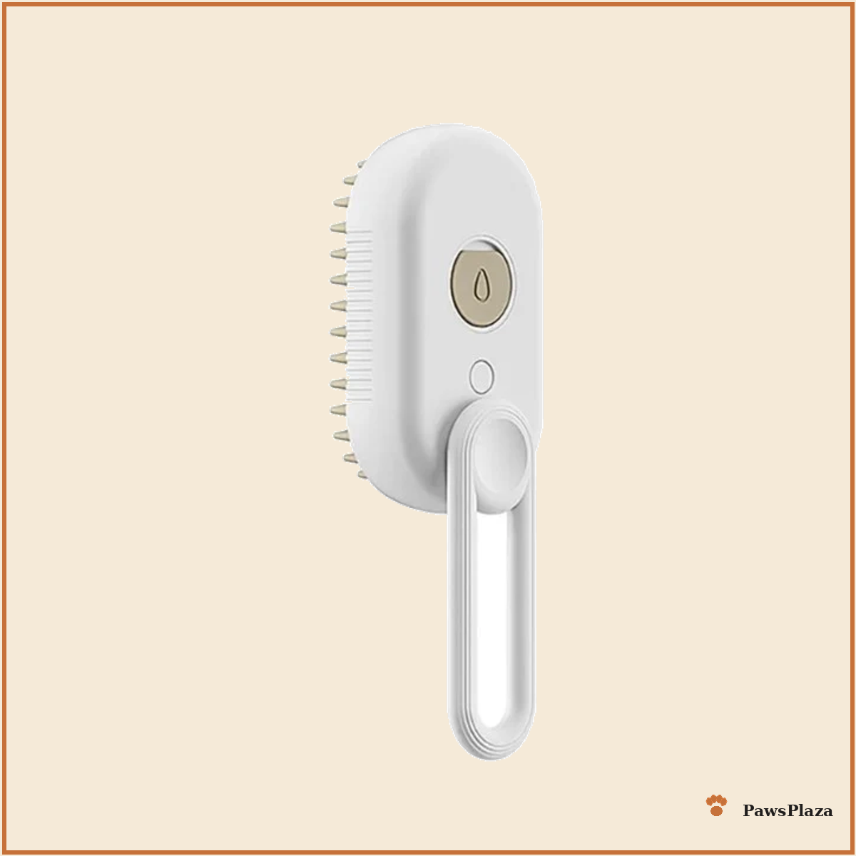 PawsPlaza pet steam grooming brush, white, full product view