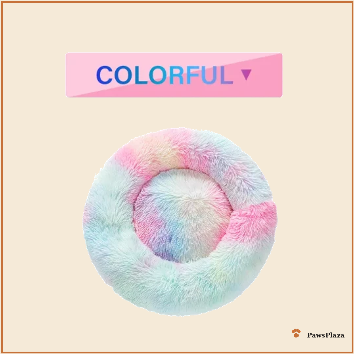 PawsPlaza calming donut bed, colorful, full product view